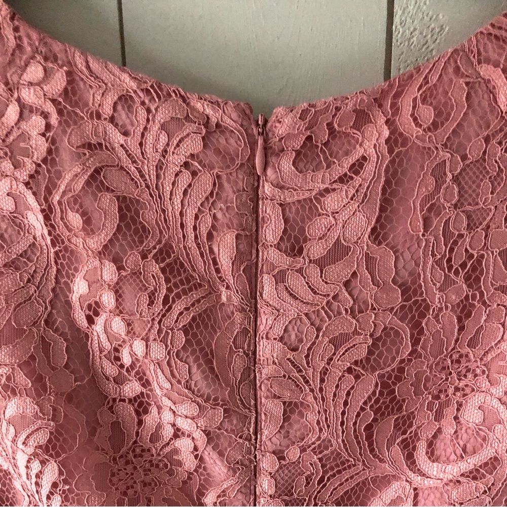 Adrianna Papell Split Neck Fully Pink Lace Dress Size 14 - Picture 6 of 17